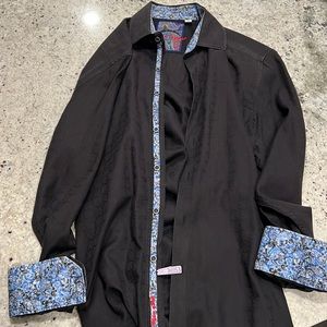 Robert Graham Classic Fit XL black w Blue fold up cuffs